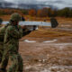 Soldiers using an unmanned aerial vehicle during Forest Light Middle Army in Aibano Training Area, Shiga, Japan