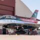 X-62A VISTA variable in-flight simulator test aircraft on the flight line ahead of tactical AI flight testing.