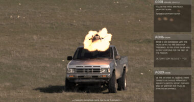 Drone strike on a pickup truck