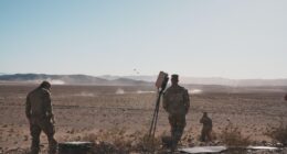 Drones over troops with sensing systems. Photo: Picogrid