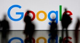 Google logo on a board.