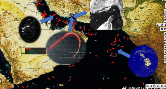 Satellite view over the Strait of Hormuz