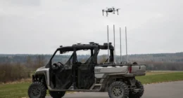 NODA AI | A Bumblebee drone taking off from an unmanned ground vehicle during a US Army counter-UAS exercise in Germany.