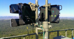 Blighter radar systems mounted on a surveillance tower along the Korean Demilitarized Zone in South Korea.