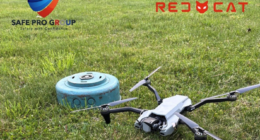 A Red Cat Black Widow drone undergoes testing for AI-powered detection of explosive threats.
