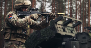 A British Army soldier during a military exercise.