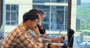 US Army Reserve soldiers from the Army Applications Group develop AI applications during a code-a-thon in Austin, Texas, on May 14, 2026, ahead of demonstrations at Operation Sentinel Justice 2026.