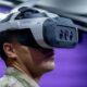 US Air Force service member wearing a virtual reality headset during immersive military training.