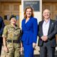 Five Eyes representatives pose following a commitment to Project Arcadia. From left: Ross Ermel (Canada), Brigadier Esther Harrop (New Zealand), Kirsten Davies (United States), Charles Forte (United Kingdom), and Chris Crozier (Australia)
