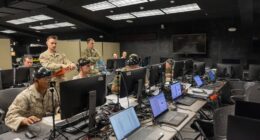 US Marines with 3rd Light Armored Reconnaissance Battalion participate in simulated training at the Battle Simulation Center at Marine Corps Air Ground Combat Center, Twentynine Palms, California, April 8, 2025. Photo: Cpl. Anna Higman/DVIDS