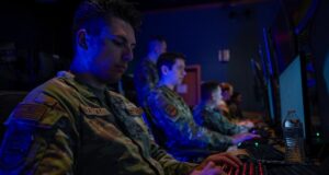 US Air Force Airmen with the 67th Cyberspace Wing’s 367th Cyberspace Operations Squadron prepare for daily mission tasks at Joint Base San Antonio-Lackland, Texas, March 31, 2025.