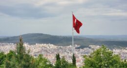The Turkish flag overlooks a city in Turkey. Photo: Kübra Nûr Şahin/Pexels.